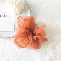 Dây buộc tóc voan tinh tế vòng lớn Scrunchies dễ thương HD42 - Cam