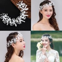 Dây Cài Tóc Nơ Vải Hoa Sứ Đính Hạt Cườm 110 Số 2, Tạo Phong Cách Trẻ Trung, Nữ Tính, Cuốn Hút