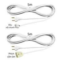 Dây cắm điện nối dài 5m liền phích cắm và đầu ổ cắm dẹt hoặc đầu nối nhanh đấu nối sẵn W5m-P-x - 5m-pc-đ nối nhanh