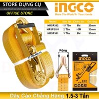 Dây cảo chằng hàng INGCO 1.5-3 tấn, Dây đai tăng đơ chất liệu PES siêu bền, móc đôi J tăng đơ HRSP262 HRSP2101 HRSP361