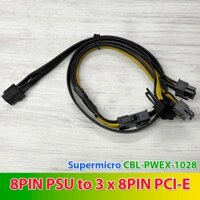 Dây cáo nguồn máy chủ Server Supermicro CBL-PWEX-1028, 8PIN PSU to 3 PCIe 8PIN VGA lắp thêm card VGA ảo hoá, AI, IoT