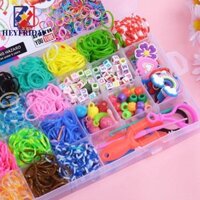 Dây cao su cầu vồng NOVAFLUX, Bộ vòng tay dây cao su màu kẹo đa chức năng, Dụng cụ dệt dây thun trẻ em Đồ chơi bé gái