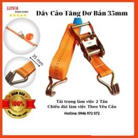 Dây Cảo Tăng Đơ Chằng Hàng Bản 35mm Màu Cam Có móc J, Dây polyester Chiều dài Theo yêu cầu, ràng hàng xe ba gác xe máy -