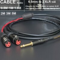 Dây cáp 6.3 sang 2 canon cái - 6.5mm mono to 2XLR female audio cable