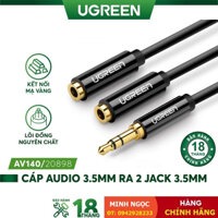 Dây cáp Âm Thanh  Audio chuyển tai nghe 3.5mm sang 2 đầu Mic và Tai nghe mạ vàng Ugreen 20898 AV140 vỏ nhựa màu đen