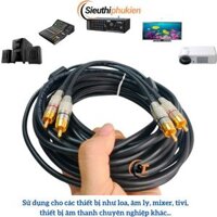 Dây cáp AV bông sen 4 đầu dài 20m mạ vàng, Cáp loa 2 đầu AV 20m, Cáp av 2 ra 2 dài 20m