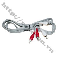 DÂY CÁP AV/RCA 2 ĐẦU HOA SEN ĐỰC RA 2 ĐẦU HOA SEN ĐỰC DÀI 1.5M XÁM