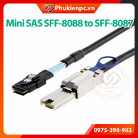 Dây cáp chuyển đổi Mini SAS SFF-8088 to SFF-8087 dài 1M dùng cho Server, Workstation bộ điều khiển SAS, ổ cứng SAS/ SATA