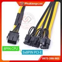 Dây cáp chuyển đổi nguồn 8Pin CPU sang 3 8Pin PCIe 6+2Pin cho Card đổ họa, Card VGA màn hình Gaming, máy tính PC, Server