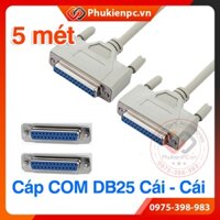 Dây cáp COM LPT DB25 cái sang DB25 Cái, dài 5M. LPT DB25 Female to Female Cable cho máy công nghiệp, điện tử, máy in LPT