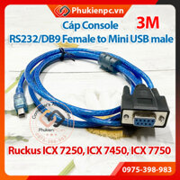 Dây cáp console RS232 DB9 cái sang Mini USB 5Pin đực, dài 3M dùng lập trình điều khiển Ruckus ICX 7250 ICX 7450 ICX 7750