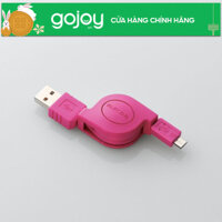 Dây cáp cuộn micro USB PU 0,8m màu hồng ELECOM MPA-AMBIRLC08PN Hàng chính hãng