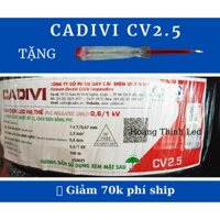 Dây cáp điện CADIVI CV2.5mm -100 MÉT- RUỘT đồng 100%- BỌC CÁCH ĐIỆN PVC- Tặng kèm BÚT ĐIỆN