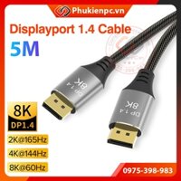Dây cáp Displayport 1.4 dài 5m, hỗ trợ 8K, 4K, 2K, hai đầu DP 1.4 cho PC, TinyPC, Laptop, Card đồ hoạ VGA, Monitor, HDTV