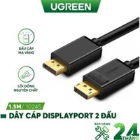 Dây cáp DisplayPort 2 đầu đực tốc độ 21.6Gbps UGREEN DP102 - Hàng Nhập Khẩu  - 1.5m 10245