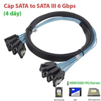 Dây cáp dữ liệu 4 cổng SATA to SATA tốc độ 5Gbps dài 0.5M 1M cho ổ cứng HDD SSD DVD RW