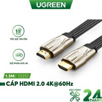 Dây cáp HDMI 2.0 1.4 hỗ trợ độ phân giải cao FullHD 4Kx2K 60Hz, dài từ 1-15m UGREEN HD102 dạng dây dẹt và dây tròn - Hàng chính hãng - Dẹt 1.5m 10251