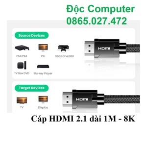 Dây cáp HDMI 2.1 dài 1m hỗ trợ 8K@60hz Ugreen 80401