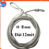 Dây cáp khóa xe bọc nhựa Phi 8mm - Dài 12 mét CÁP THÉP Thái Bình Vina