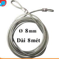 Dây cáp khóa xe bọc nhựa Phi 8mm -  Dài 8 mét CÁP THÉP Thái Bình Vina