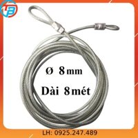 Dây cáp khóa xe bọc nhựa Phi 8mm -  Dài 8 mét CÁP THÉP Thái Bình VinàN
