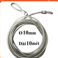Dây cáp khóa xe bọc nhựa Phi 10mm -  Dài 10 mét