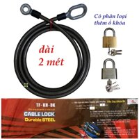 Dây cáp khoá xe máy dài 2 mét lõi thép bọc nhựa Mars One công nghệ Đài loan có phân loại kèm ổ khóa
