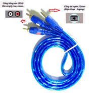 DÂY CÁP LOA CHỐNG NHIỄU XANH – 1 JACK 3.5 RA 2 JACK RCA