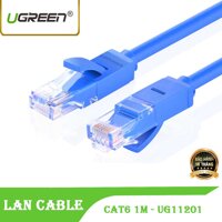 Dây cáp mạng CAT6 UTP 2 đầu đúc sẵn Ugreen NW102 11201 - dây tròn màu xanh 1M tốc độ 1 Gbps