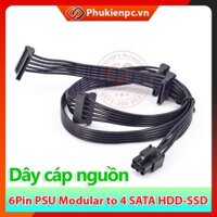 Dây cáp nguồn PSU Modular 6Pin ra 4 SATA ổ cứng HDD SSD 2.5", HDD 3.5 inch DVD-ROM máy tính PC, máy đồng bộ, công nghiệp
