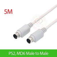 Dây cáp PS2 MD6 chân tròn Đực-Đực dài 5M cho chuột, bàn phím máy tính công nghiệp PC máy lập trình PLC Kvm Switch Server
