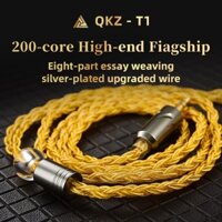 Dây cáp QKZ T1 200 lõi bện 8 dây đồng mạ bạc đầu 3.5mm cho KZ ZSN Pro x TRN MT1 ZTX