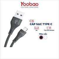 Dây cáp sạc cho điện thoại smartphone Android đầu Type-C Yoobao C6 dài 1m - Hàng nhập khẩu - Màu đen - Yo7711