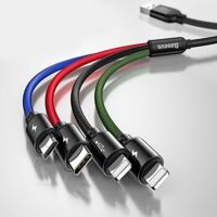Dây cáp sạc đa năng Baseus Rapid 4 in 1 Type-C, 2 Lighning, Micro USB, cho iPhone/ iPad, Smartphone & Tablet Android (3.5A, 1.2M, Fast charge 4 in 1 Cable)