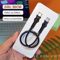 Dây cáp sạc dài 30cm chuẩn Type-C & Lightning