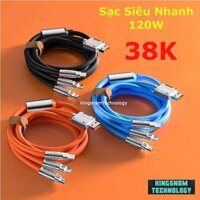 Dây Cáp Sạc Nhanh 3 Trong 1 6A 120W Micro USB Type-C 1.2M Cho Huawei Samsung Xiaomi cáp sạc cao cấp chống đứt gãy