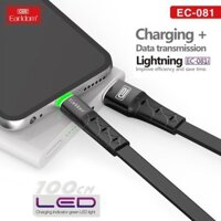 Dây cáp sạc nhanh 3A có đèn led báoKLH 081 dùng cho máy Iphon Samsung Oppo, dây dẹt, dài 1m, 2m