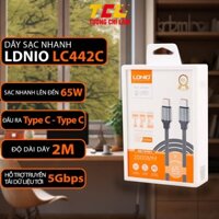 Dây cáp sạc nhanh 65W LDnio LC442C Type C + C + L dây dài 2M (cho iphone15,promax, samsung, macbook)