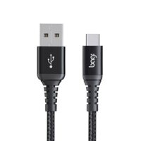 Dây cáp sạc nhanh BAGI USB-A to USB-C dài 1M CH100 bọc dù chống rối, chống đứt