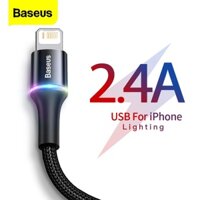 Dây cáp sạc nhanh Baseus 2.4A cho IPhone 13 pro 12 Xs Max Xr X 8 7 Plus - Hàng nhập khẩu