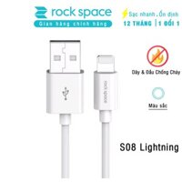 Dây cáp sạc nhanh cho iphone Rock space Lightning S08 độ dài 1m, sạc nhanh, ổn định, không nóng máy, hàng chính hãng