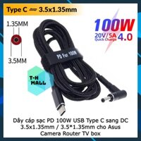 Dây cáp sạc PD 65W 100W USB Type C sang DC 3.5x1.35mm / 3.5*1.35mm cho Asus Camera Router TV box
