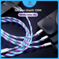 Dây cáp sạc siêu nhanh 3 đầu 100W, Micro USB Type C 3 trong 1 dây cáp dữ liệu ZH XIAOKE
