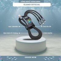 Dây cáp sạc siêu nhanh 3 đầu 100W SOPMEDIA, F1 STORE Micro USB Type C 3 trong 1 BH 12 Tháng