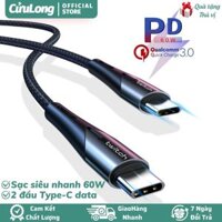 Dây cáp sạc siêu nhanh PD 60W 2 đầu Type C bện dù chống đứt xoắn gãy gập