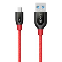 Dây Cáp Sạc USB Type-C Anker Powerline+ 0.9m (Kèm Bao Da) – A8168H91 (Đỏ) – Hàng Chính Hãng
