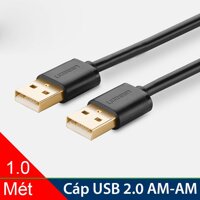 Dây cáp USB 2 đầu đực - USB 2.0 AM-AM ngắn 1 mét dùng cho HDD box chạy dữ liệu cho thiết bị TV box.v.v. UGREEN 10309 [bonus]