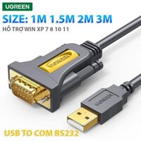 Dây cáp USB to COM RS232 UGREEN hỗ trợ WIN XP 7 10 11 size từ 1M 1.5M 2M 3M