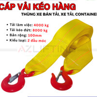 Dây cáp vải kéo cứu hộ xe ô tô 8 tấn, dây cáp vải kéo hàng, kéo Pallet thùng xe tải, container bản 100mm 2 đầu móc