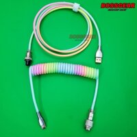 Dây Cáp Xoắn Custom Dành Cho Bàn Phím Cơ Chuẩn Type-C Bọc Dù Màu Cầu Vồng